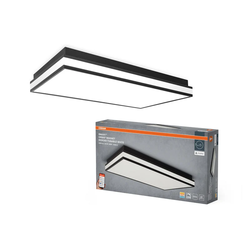OSRAM Matter SMART+ ORBIS MAGNET LED Lampada da soffitto 60x30cm Bianco regolabile 42W / 3000-6500K nero