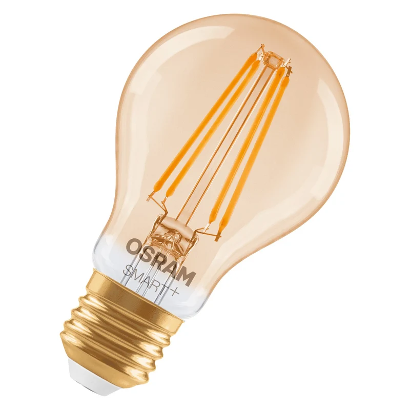 OSRAM Matter SMART+ Lampadina LED con tecnologia WiFi in vetro oro, attacco E27, dimmerabile, bianco caldo (2400K), sostituisce lampadine a incandescenza da 53 W, SMART+ WiFi Classic dimmerabile, confezione da 1