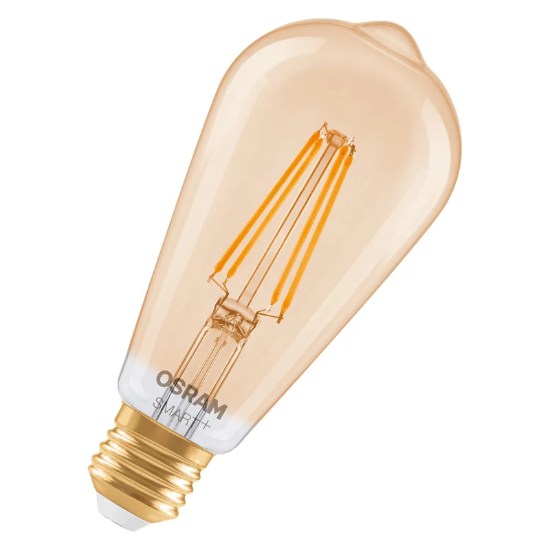 OSRAM Matter SMART+ lampadina LED con tecnologia WiFi in forma Edison oro, attacco E27, dimmerabile, bianco caldo (2400K), sostituisce lampadine a incandescenza da 53 W, SMART+ WiFi Classic dimmerabile, confezione da 1