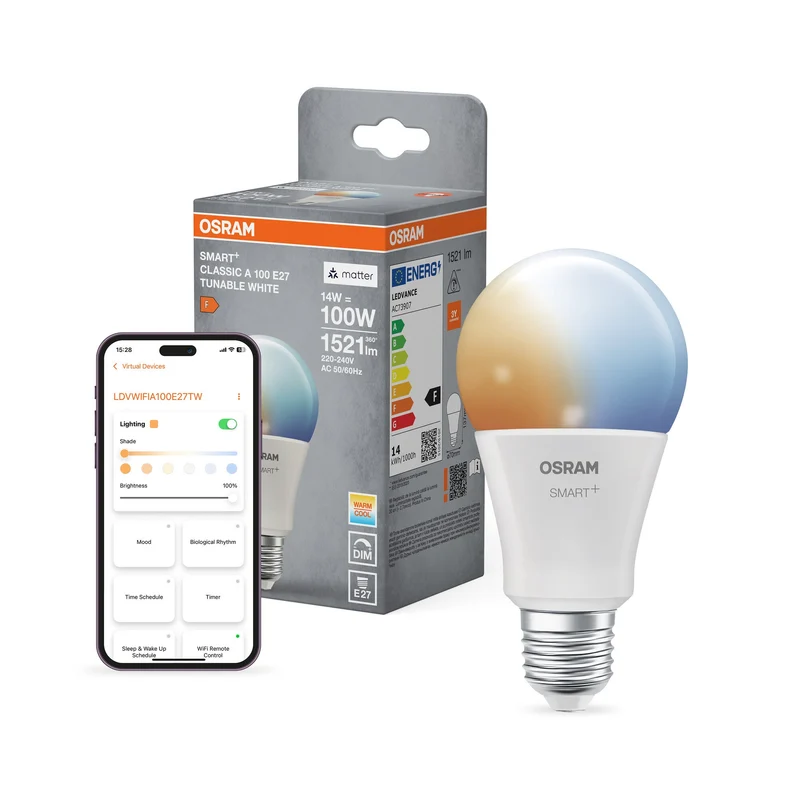 OSRAM Matter SMART+ Lampadina LED, effetto ghiacciato, 14W, 1521lm