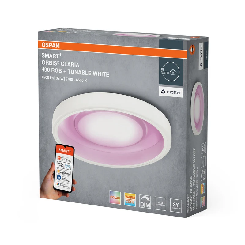 OSRAM Matter SMART+-Plafoniera Claria 32W, 4200lm, 490mm