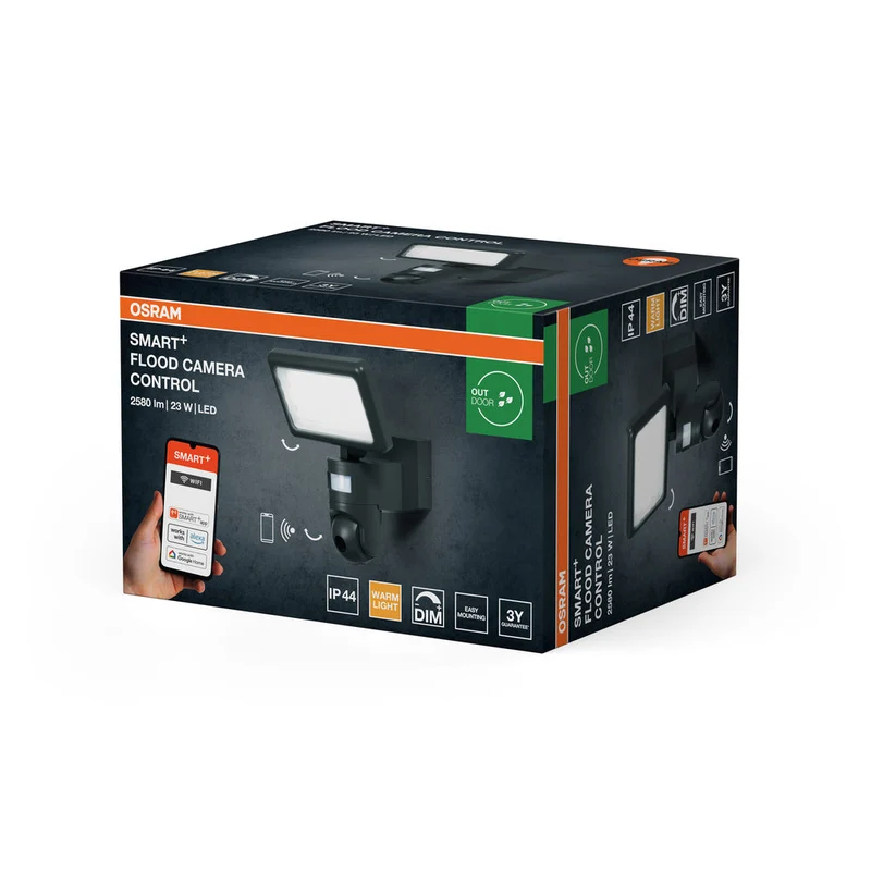OSRAM Wifi SMART+ FARETTO DA GIARDINO CON TELECAMERA HD Sensore 23W / 3000K Bianco caldo