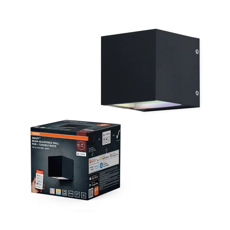 OSRAM Matter SMART+ Beam lampada da parete, RGB+, TW, 8W, 3000-6500K, nero
