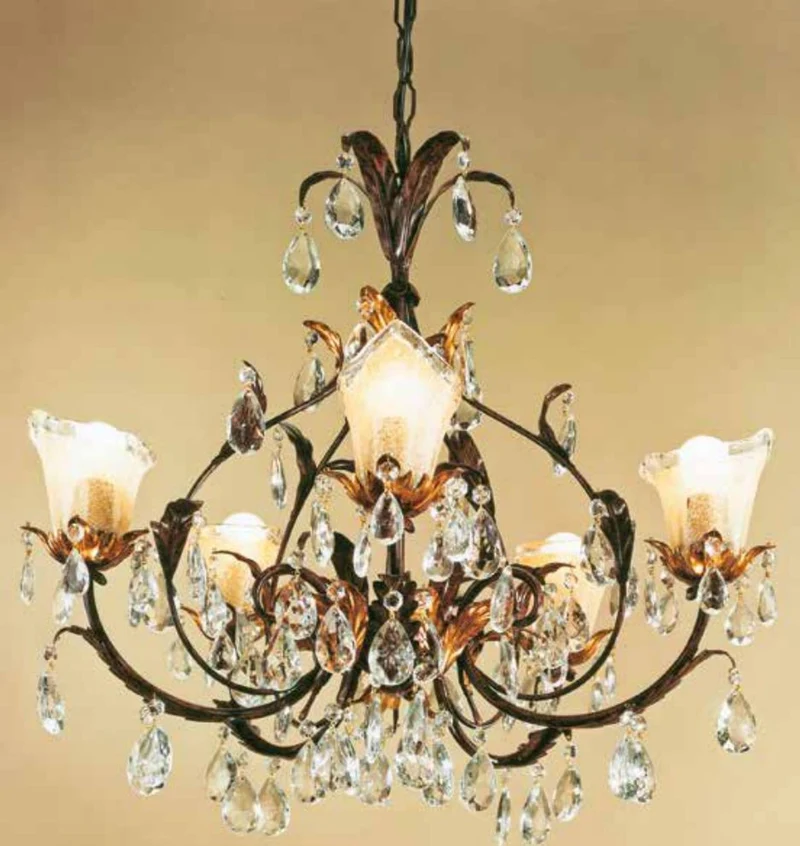 Casa Padrino Barock Kronleuchter Ø 60 x H. 55 cm 5-flammig - Handgefertigte Leuchte aus Italien - Barock Leuchten