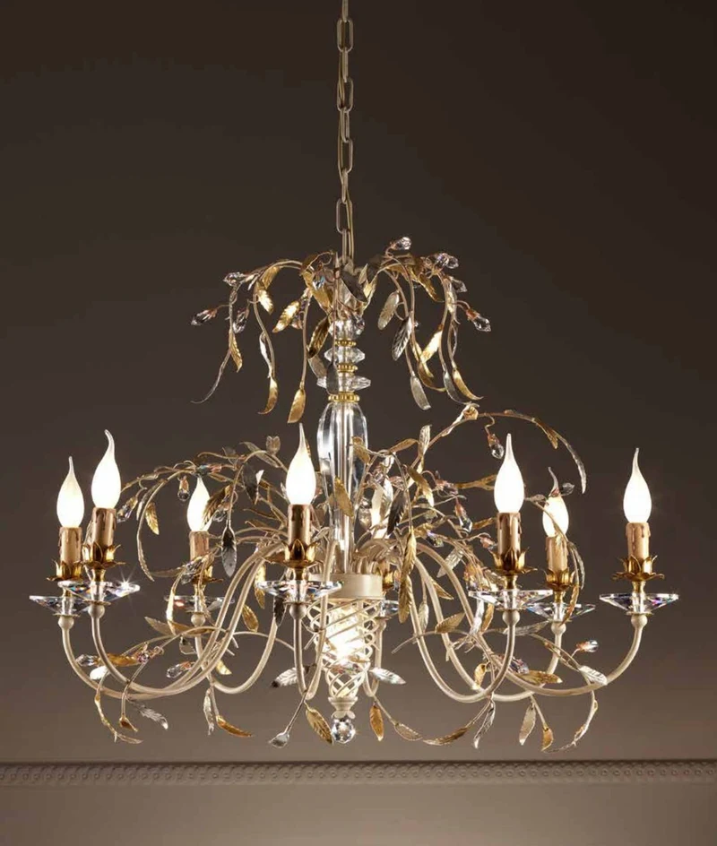 Casa Padrino Barock Kronleuchter Gold Silber Rosa Ø 85 x H. 65 cm 8-flammig - Handgefertigte Leuchte aus Italien - Barock Leuchten