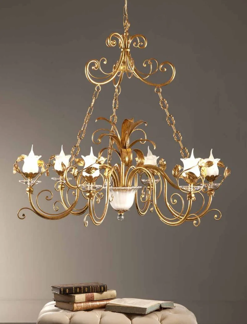 Casa Padrino Barock Kronleuchter Gold Ø 110 x H. 100 cm 6-flammig - Handgefertigte Leuchte aus Italien - Barock Leuchten