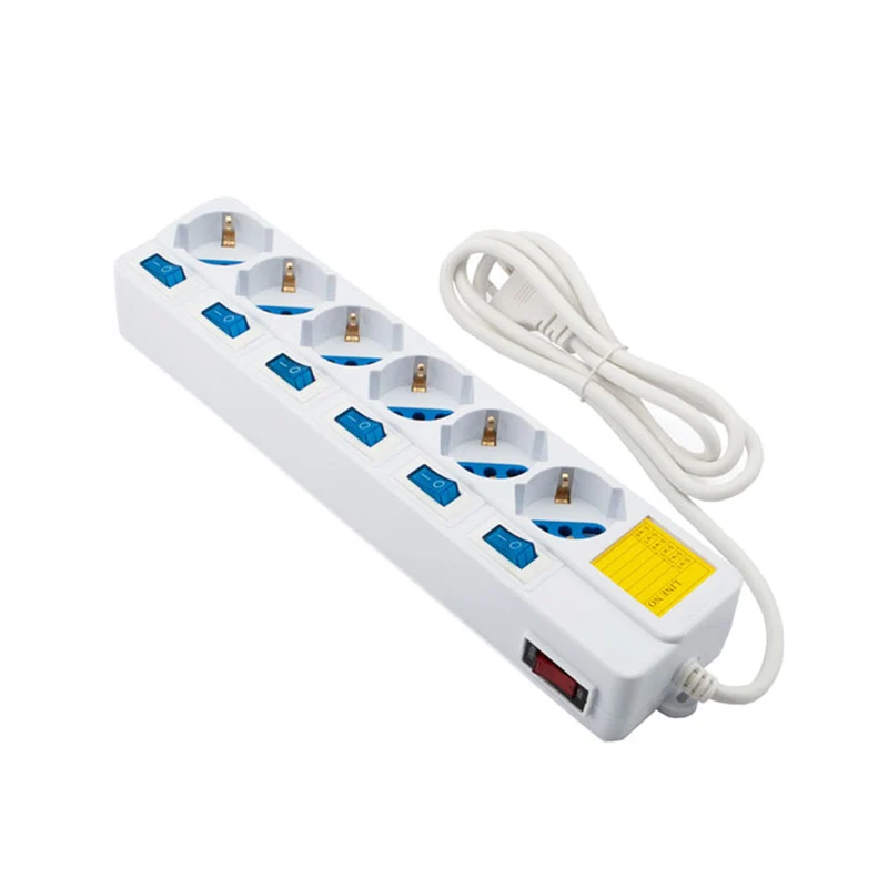 Multipresa ciabatta 6 prese schuko-bipasso con cavo 1,5 metri con 6 interruttori 38.1030476E