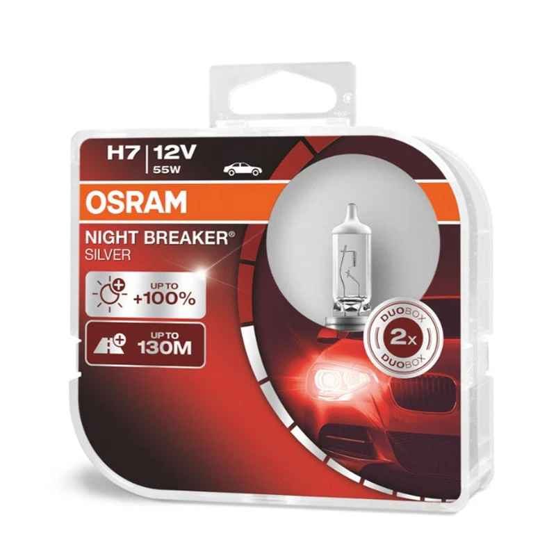 Osram H7 12V NIGHT BREAKER ARGENTO +100% / Confezione da 2
