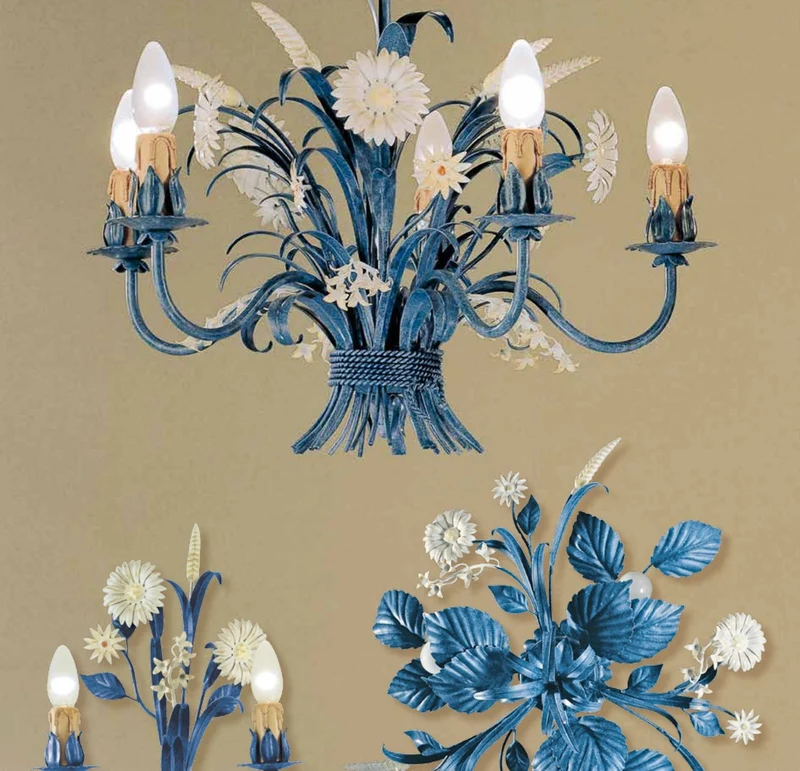 Casa Padrino Barock Kronleuchter Ø 60 x H. 42 cm 5-flammig - Handgefertigte Leuchte aus Italien - Barock Leuchten