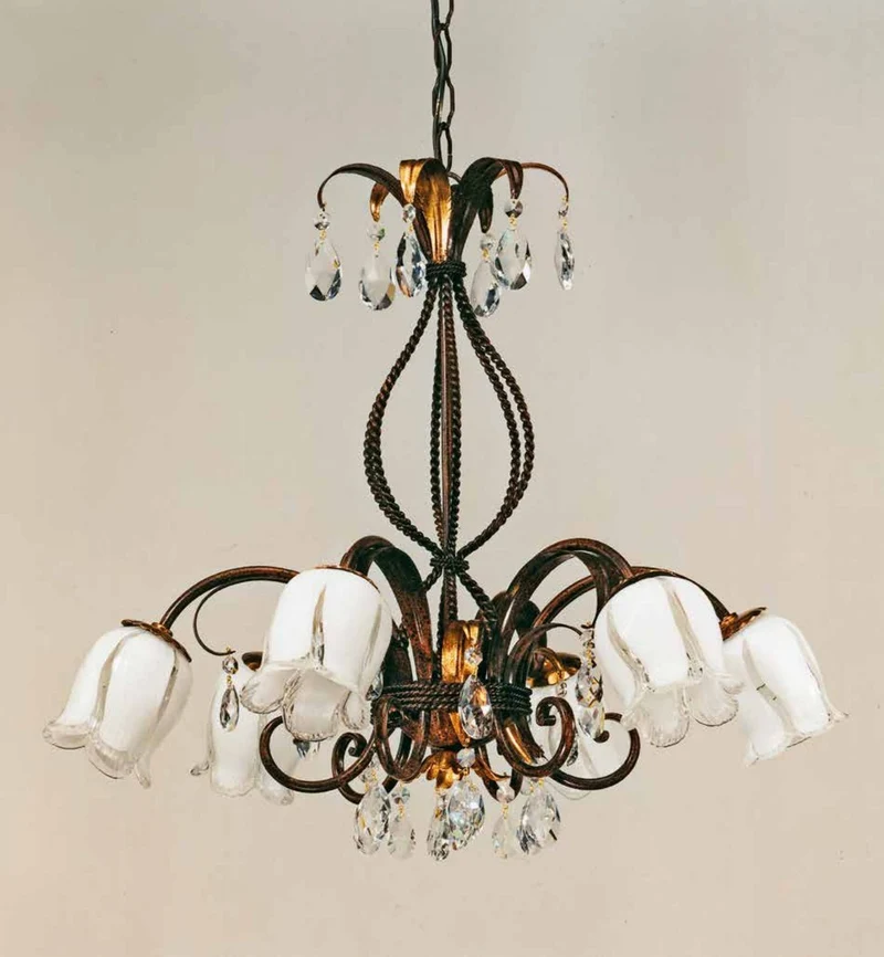 Casa Padrino Barock Kronleuchter Ø 65 x H. 55 cm 6-flammig - Handgefertigte Leuchte aus Italien - Barock Leuchten