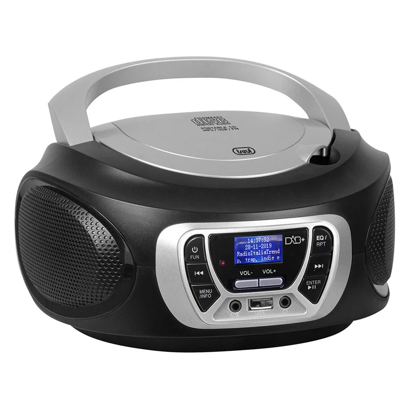 Trevi Stereo portatile CD Boombox, Radio DAB/DAB +, radio portatile con ingresso USB e Aux-In, radio DAB