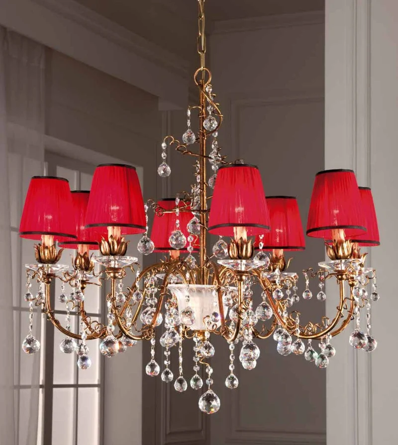 Casa Padrino Barock Kronleuchter Ø 90 x H. 85 cm 8-flammig - Handgefertigte Leuchte aus Italien - Barock Leuchten