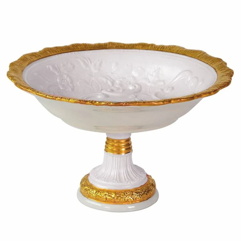 Casa Padrino Luxus Barock Deko Porzellan Schale Weiß / Gold Ø 18 x H. 11 cm - Handgefertigte Nussschale mit 24 Karat Vergoldung - Made in Italy