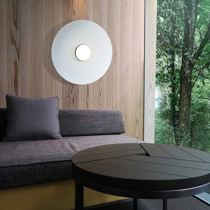 Sky Dome Flush - Applique murale LED en bois et acier, style contemporain