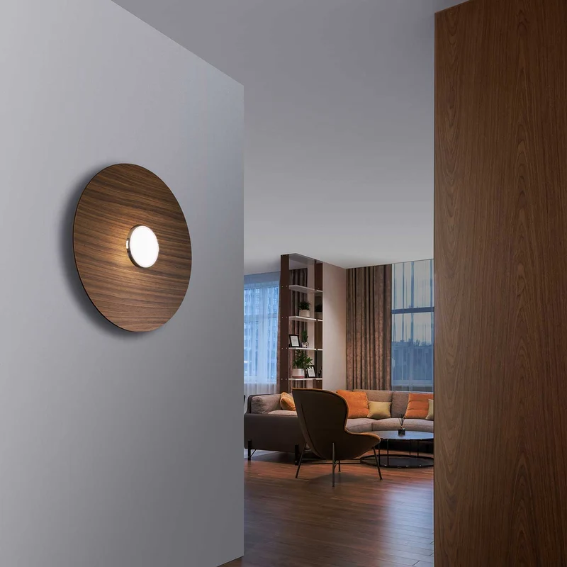 Sky Dome Flush - Applique murale LED en bois et acier, style contemporain