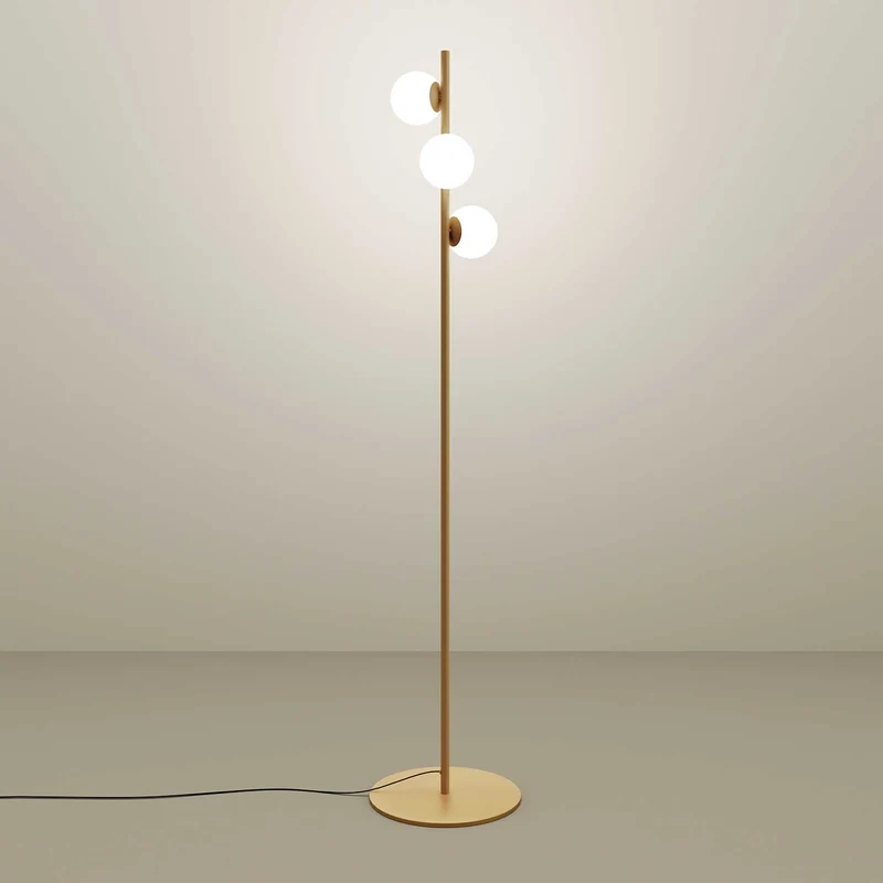 Perlina - Lampadaire LED en acier et verre opalin, style contemporain