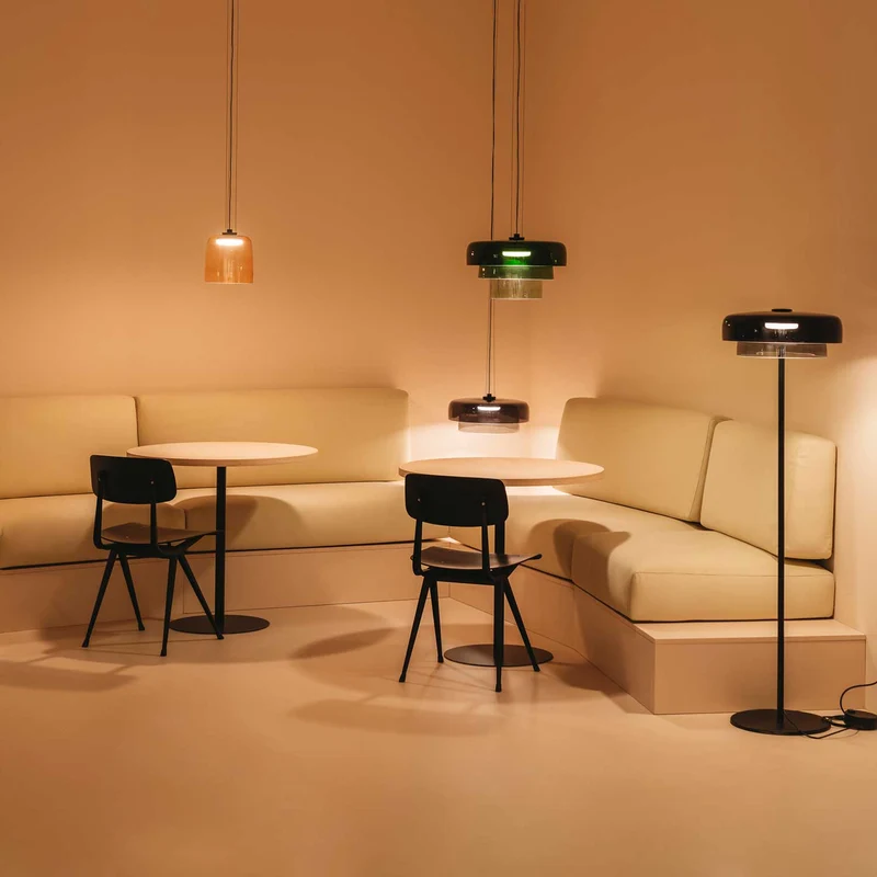 Levels 2 - Lampadaire LED en verre soufflé, style contemporain