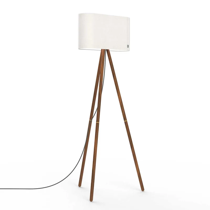 Belmont - Lampadaire en tissu, bois et acier, style contemporain
