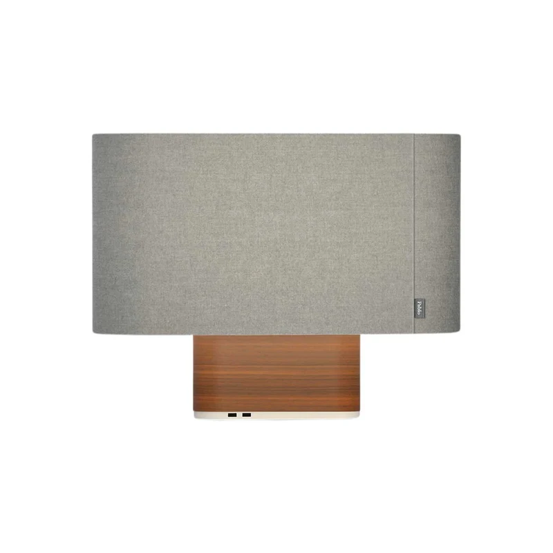 Belmont - Lampe à poser avec port USB en tissu, bois et acier, style contemporain