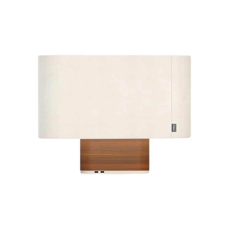 Belmont - Lampe à poser avec port USB en tissu, bois et acier, style contemporain