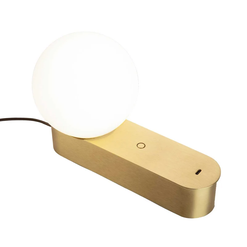 Perlina - Lampe à poser en acier et verre opalin, style contemporain