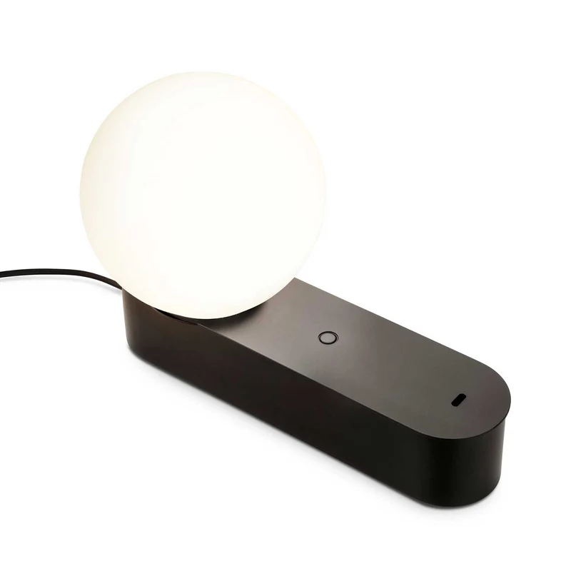 Perlina - Lampe à poser en acier et verre opalin, style contemporain