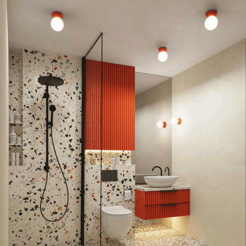 Kied - Applique murale art déco IP44 en céramique et verre