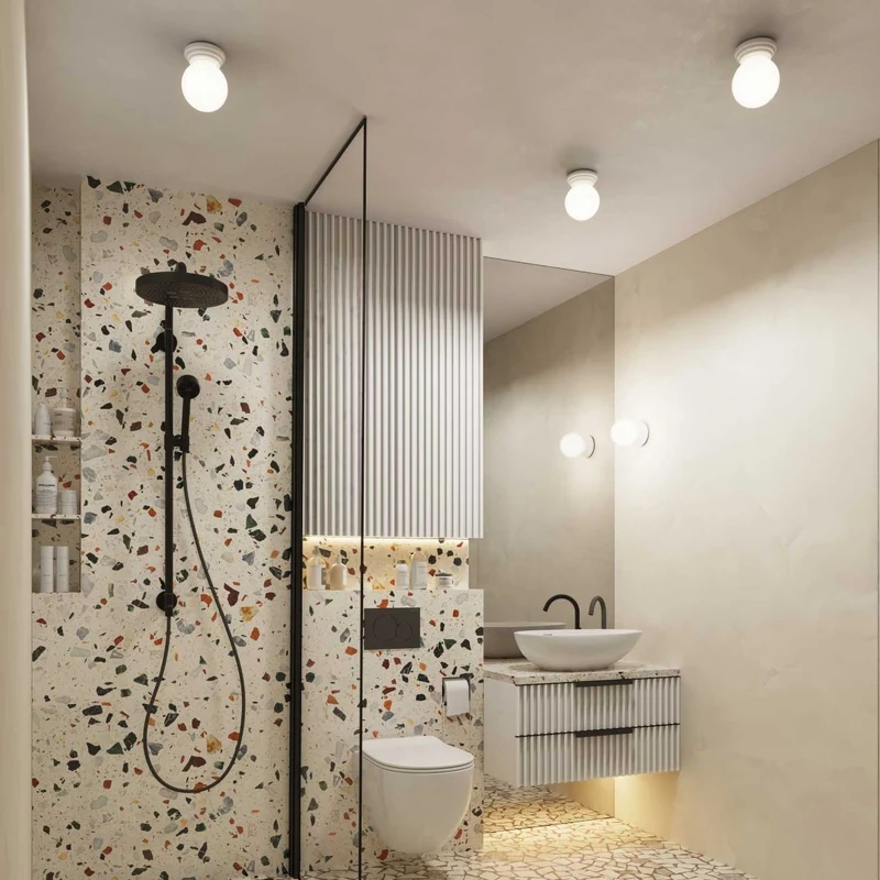 Kied - Applique murale art déco IP44 en céramique et verre