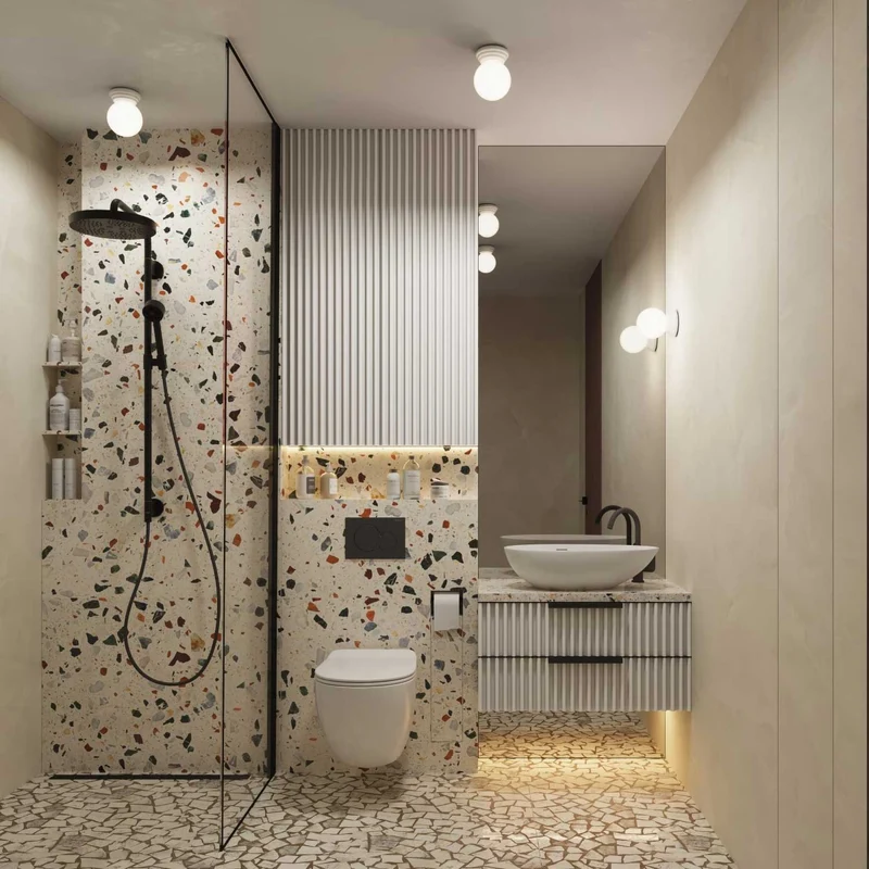 Kied - Applique murale art déco IP44 en céramique et verre