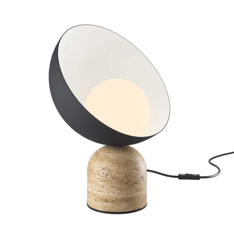 Tavo - Lampe à poser à base minérale en pierre et acier, style Art déco