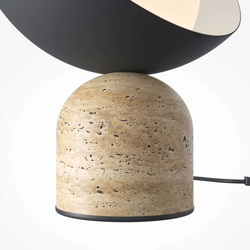Tavo - Lampe à poser à base minérale en pierre et acier, style Art déco
