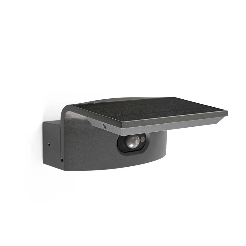 Luma - Applique murale LED solaire d’extérieur en acier, style contemporain