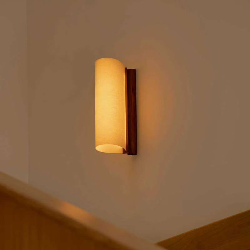 Cata - Applique murale LED en bois et papyrus, style contemporain