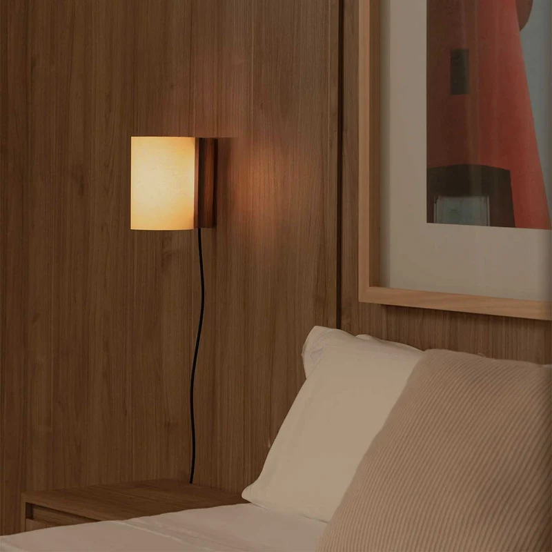 Cata - Applique murale LED en bois et papyrus, style contemporain