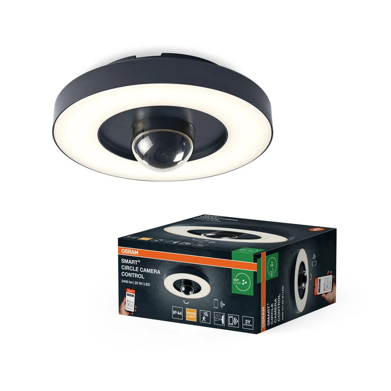 OSRAM SMART+ Lampada da parete e da soffitto per esterni + telecamera, grigia