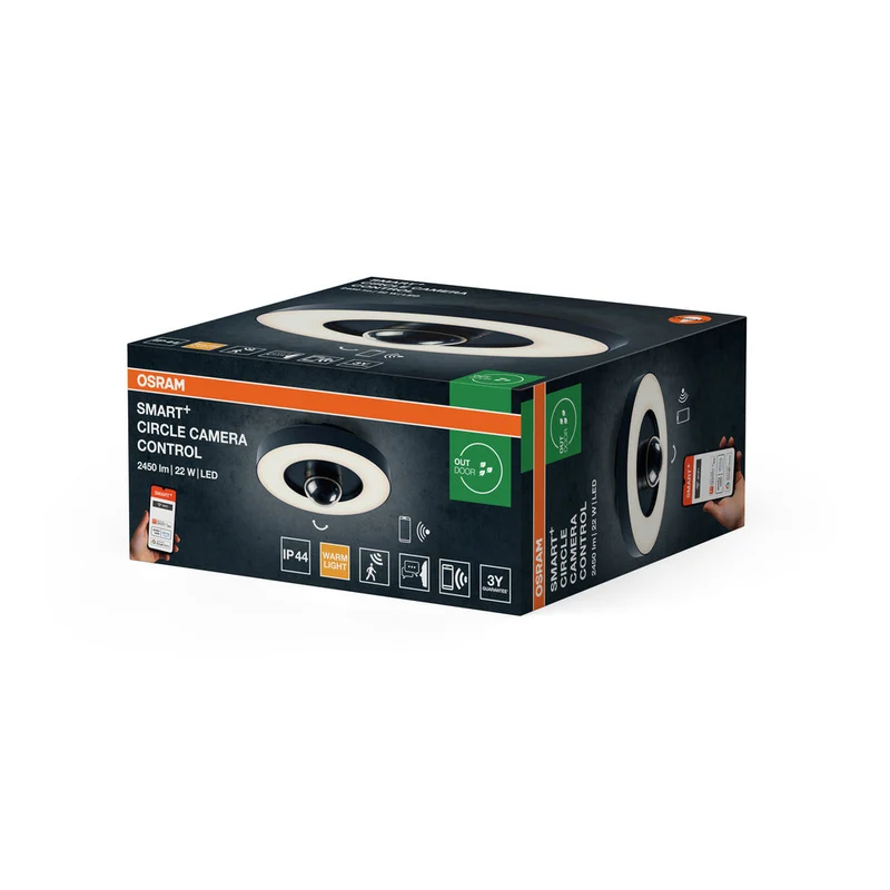 OSRAM SMART+ Lampada da parete e da soffitto per esterni + telecamera, grigia