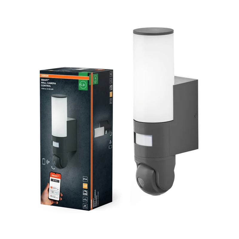 OSRAM Wifi SMART+ TELECAMERA DA PARETE CONTROL Luce da giardino con sensore fotocamera HD 16W / 3000K Bianco caldo