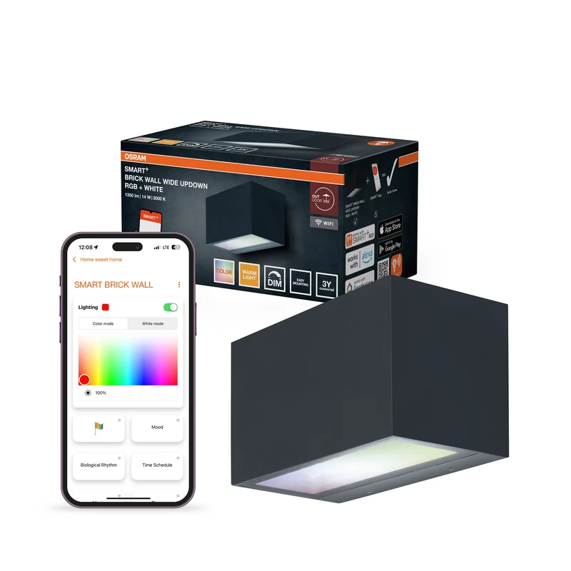 OSRAM Wifi SMART+ Mattone Multicolore Ampio UpDown RGB + W, 550lm, 14W, 3000K