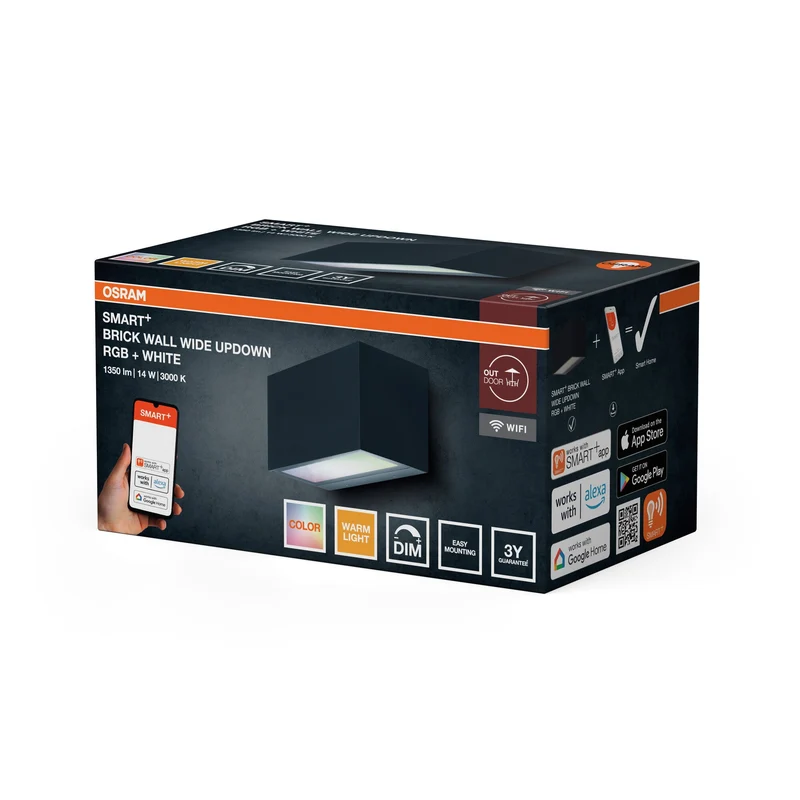 OSRAM Wifi SMART+ Mattone Multicolore Ampio UpDown RGB + W, 550lm, 14W, 3000K