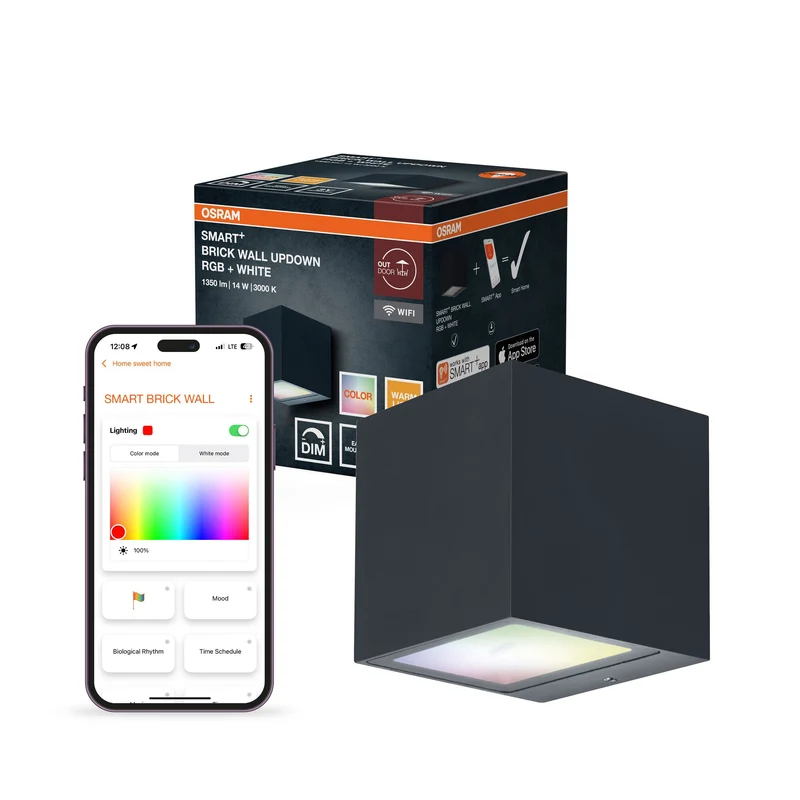 OSRAM Wifi SMART+ Mattone Multicolore UpDown RGB + W, 550lm, 14W, 3000K