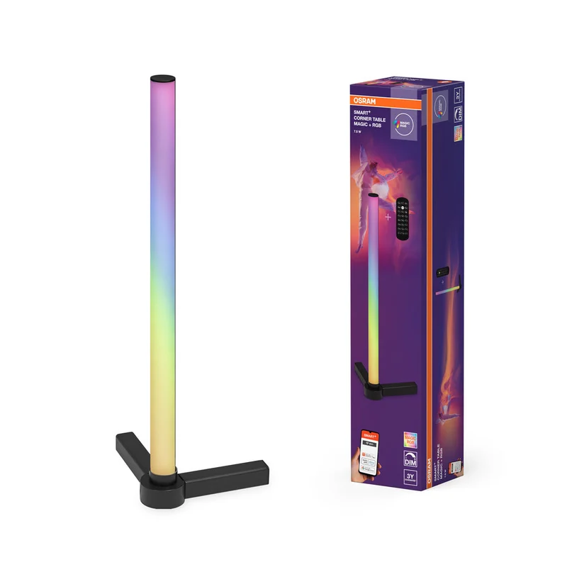 OSRAM Wifi SMART+ CORNER MAGIC Lampada da tavolo, RGB, 77lm, 7.5W, Telecomando, Nero