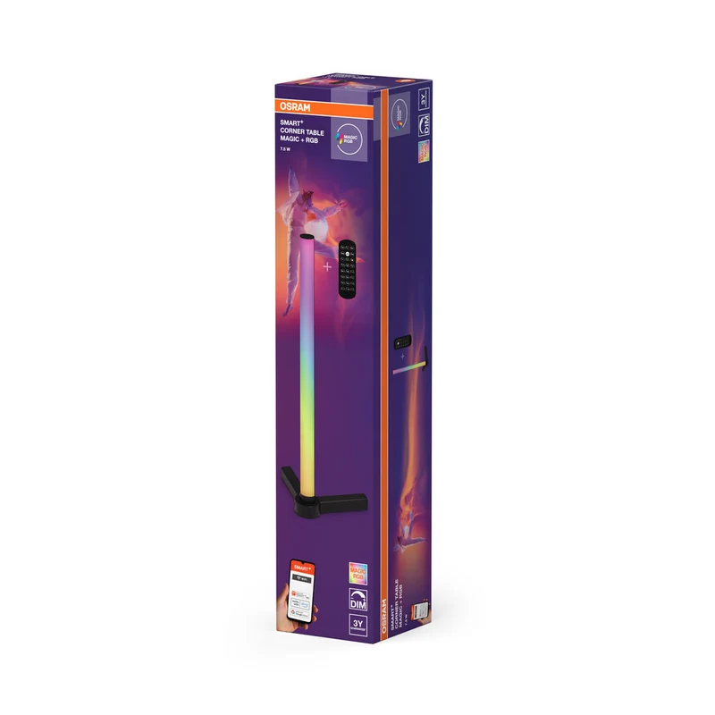 OSRAM Wifi SMART+ CORNER MAGIC Lampada da tavolo, RGB, 77lm, 7.5W, Telecomando, Nero