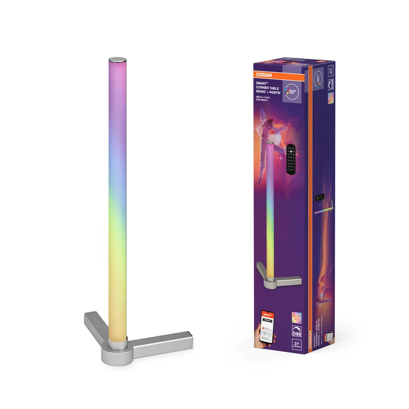 OSRAM Wifi SMART+ CORNER MAGIC Lampada da tavolo, RGB, 77lm, 7.5W, Telecomando, Argento