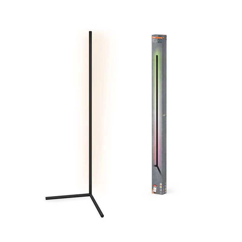 OSRAM LAMPADA DA TERRA LED WIFI RGBW, bianco 2700-6500k, 10W, 600lm, 1400mm, App o assistente vocale come Alexa, Google e co. LAMPADA DA TERRA SMART WIFI ANGOLARE Per uso interno