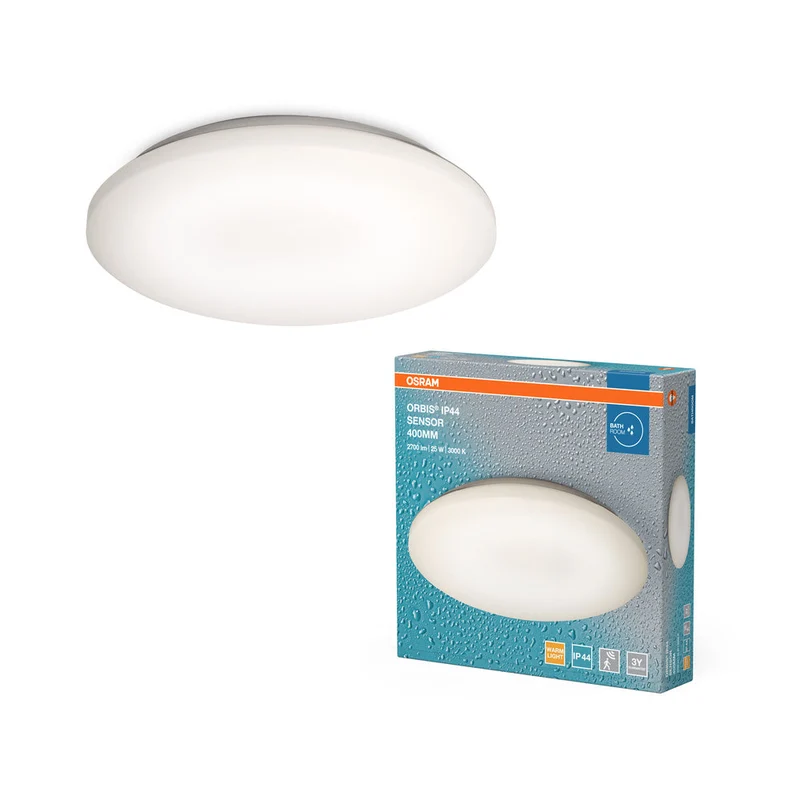 OSRAM LED lampada da soffitto in alluminio bianco, IP44 con sensore, 21W, 1800LM, 3000K, 400mm lampada da parete e lampada da soffitto ORBIS,