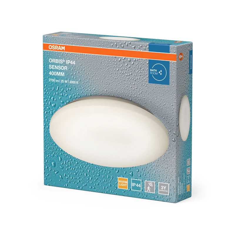OSRAM LED lampada da soffitto in alluminio bianco, IP44 con sensore, 21W, 1800LM, 3000K, 400mm lampada da parete e lampada da soffitto ORBIS,