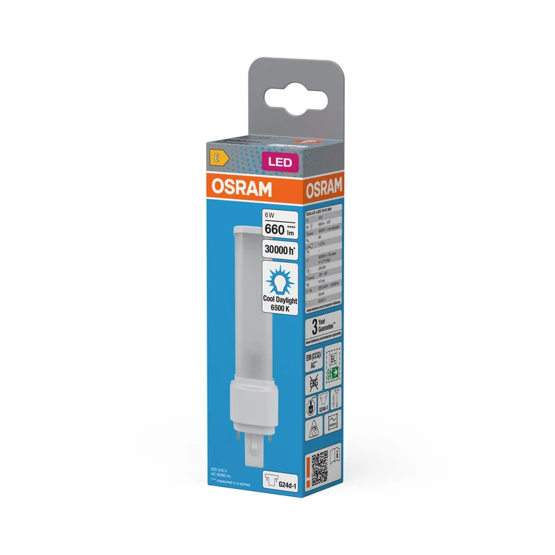 OSRAM DULUX LED D EM & ALIMENTAZIONE AC 6W 865 G24D-1