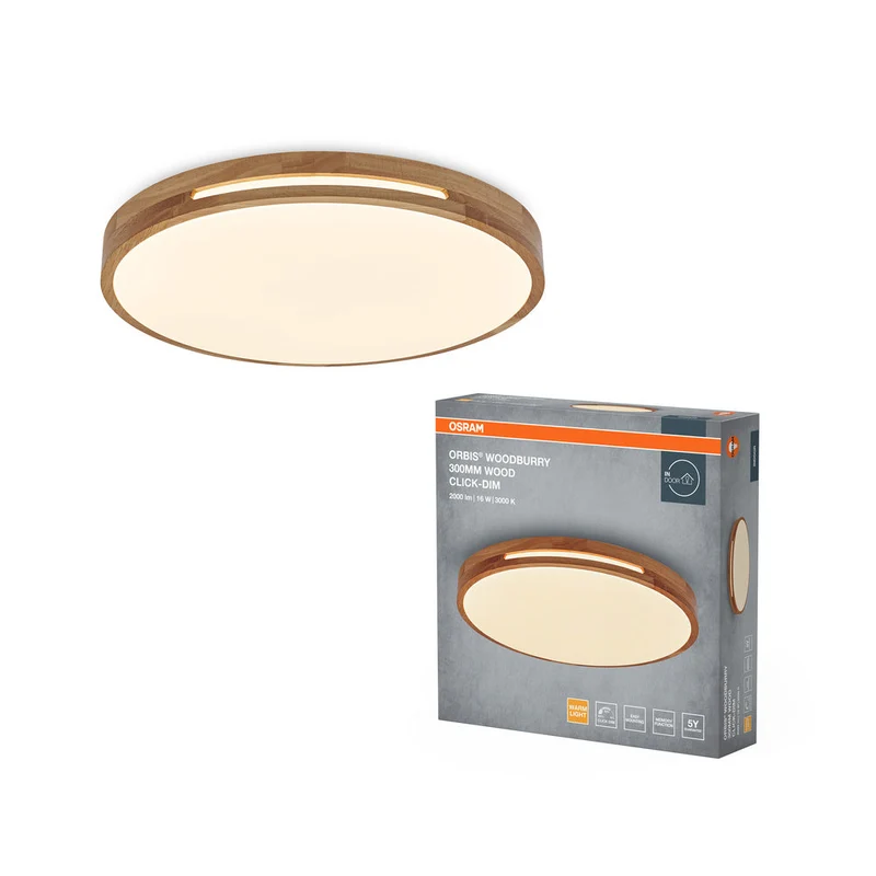 OSRAM ORBIS Woodburry lampada da soffitto dimmerabile Click-DIM 16W 300mm legno