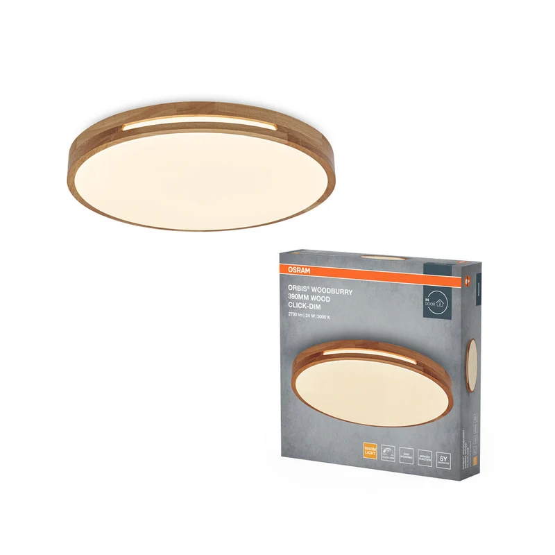 OSRAM ORBIS Woodburry lampada da soffitto dimmerabile Click-DIM 24W 390mm legno