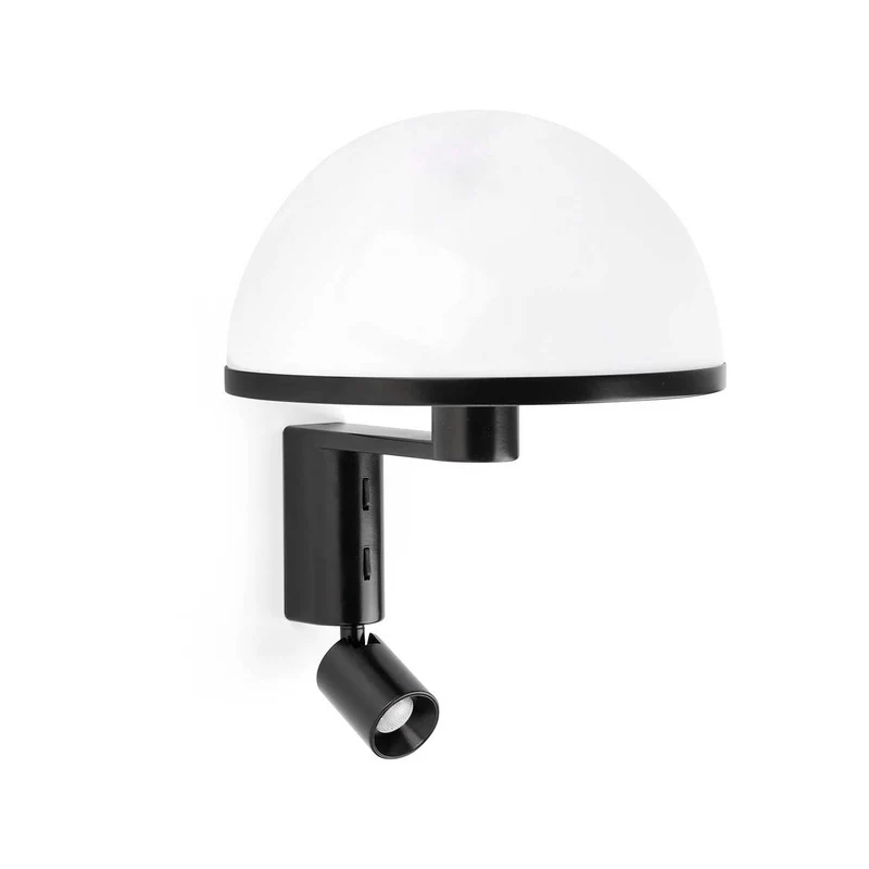 Dome - Applique murale avec liseuse en acier et PMMA, style contemporain